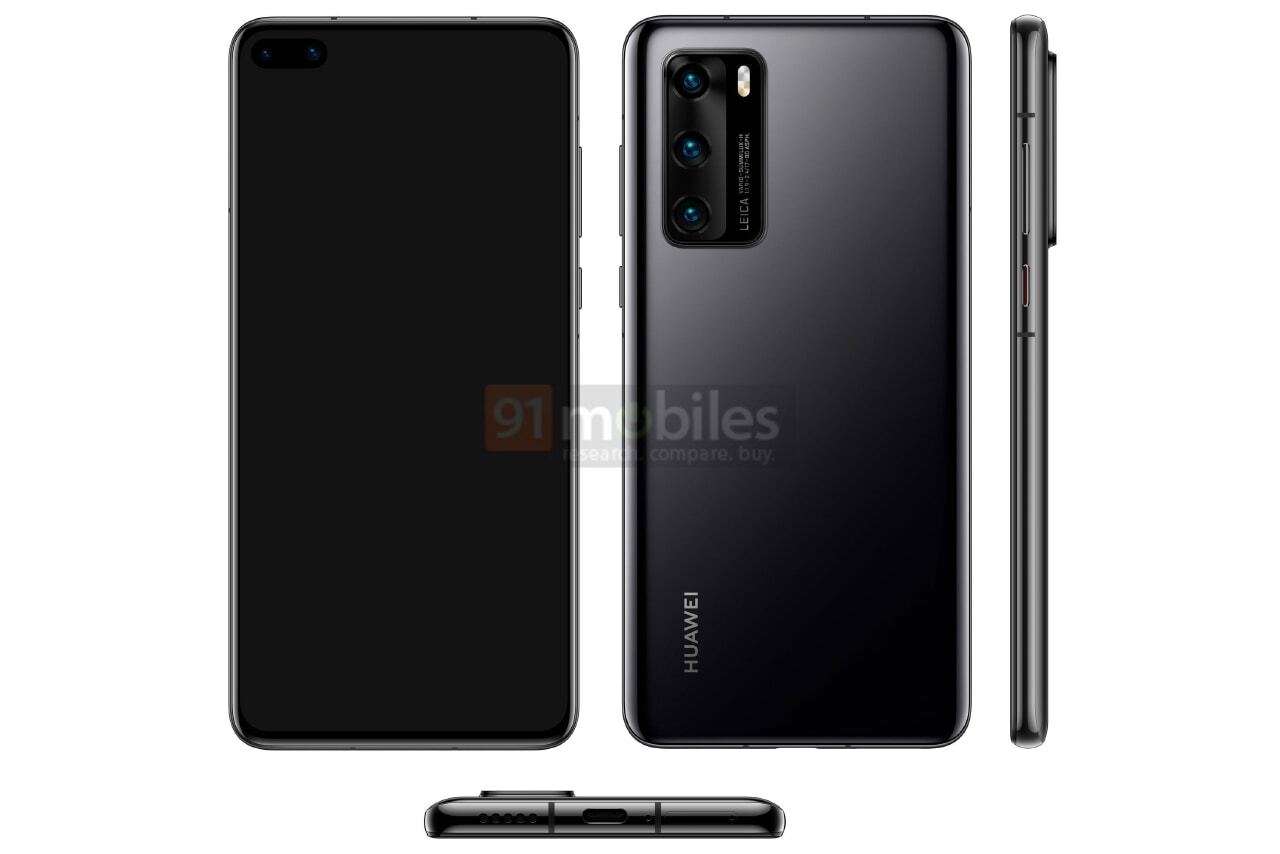 Huawei P40 leaks out with punch-hole display, triple-camera setup