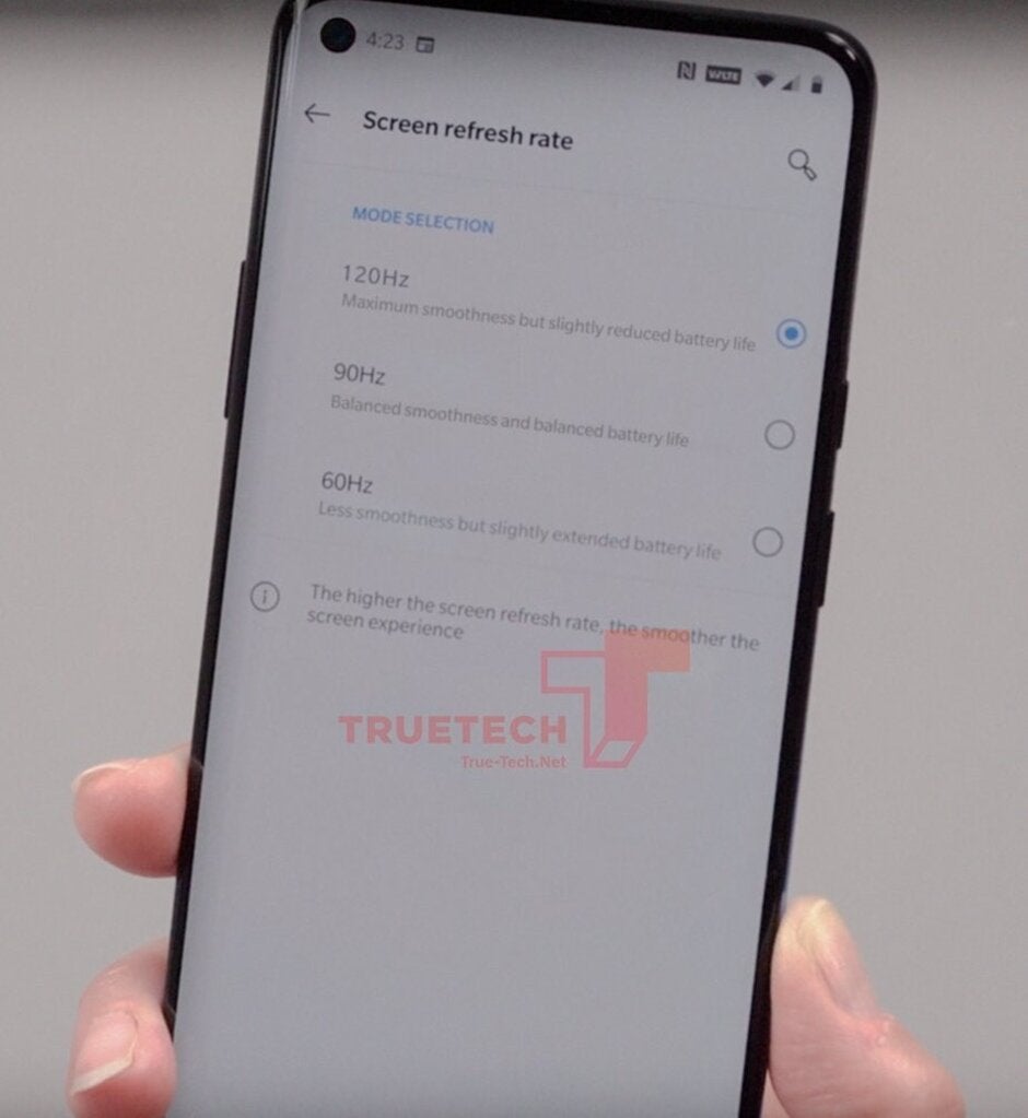 The OnePlus 8 Pro will give users three refresh rate options to choose from - OnePlus 8 Pro live photo shows the refresh rate choices that users will have
