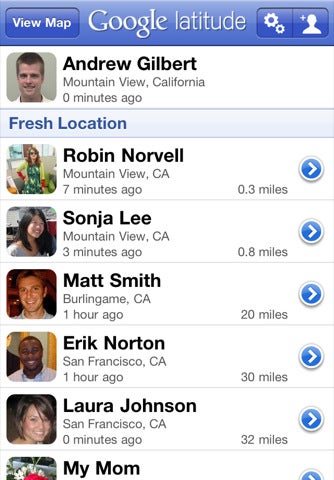 Google Latitude in action - Google Latitude makes a second coming to the App Store, this time it's real