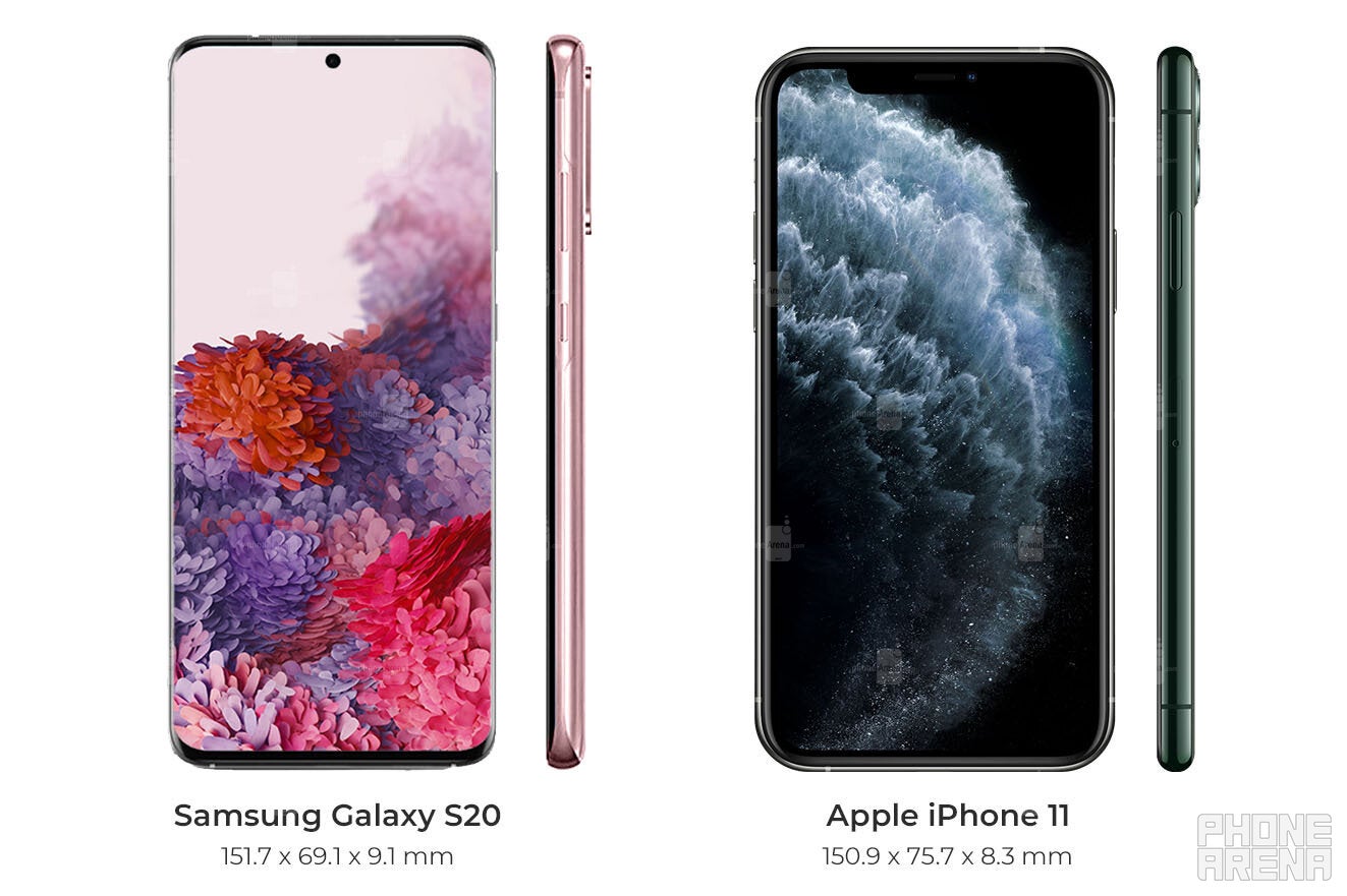 Galaxy S20 vs iPhone 11 series specs, sizes and prices