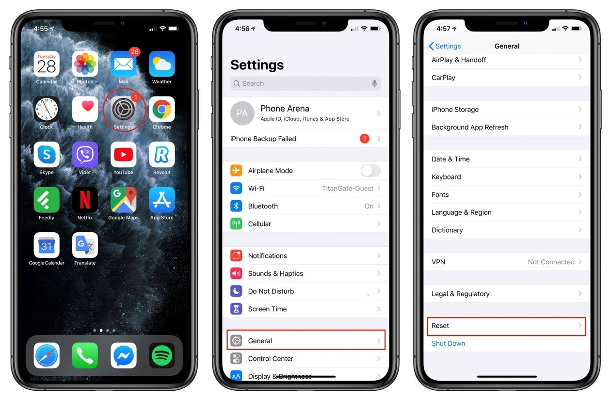 First open Settings, then find the General section and then scroll down to find the Reset field - How to factory reset an iPhone
