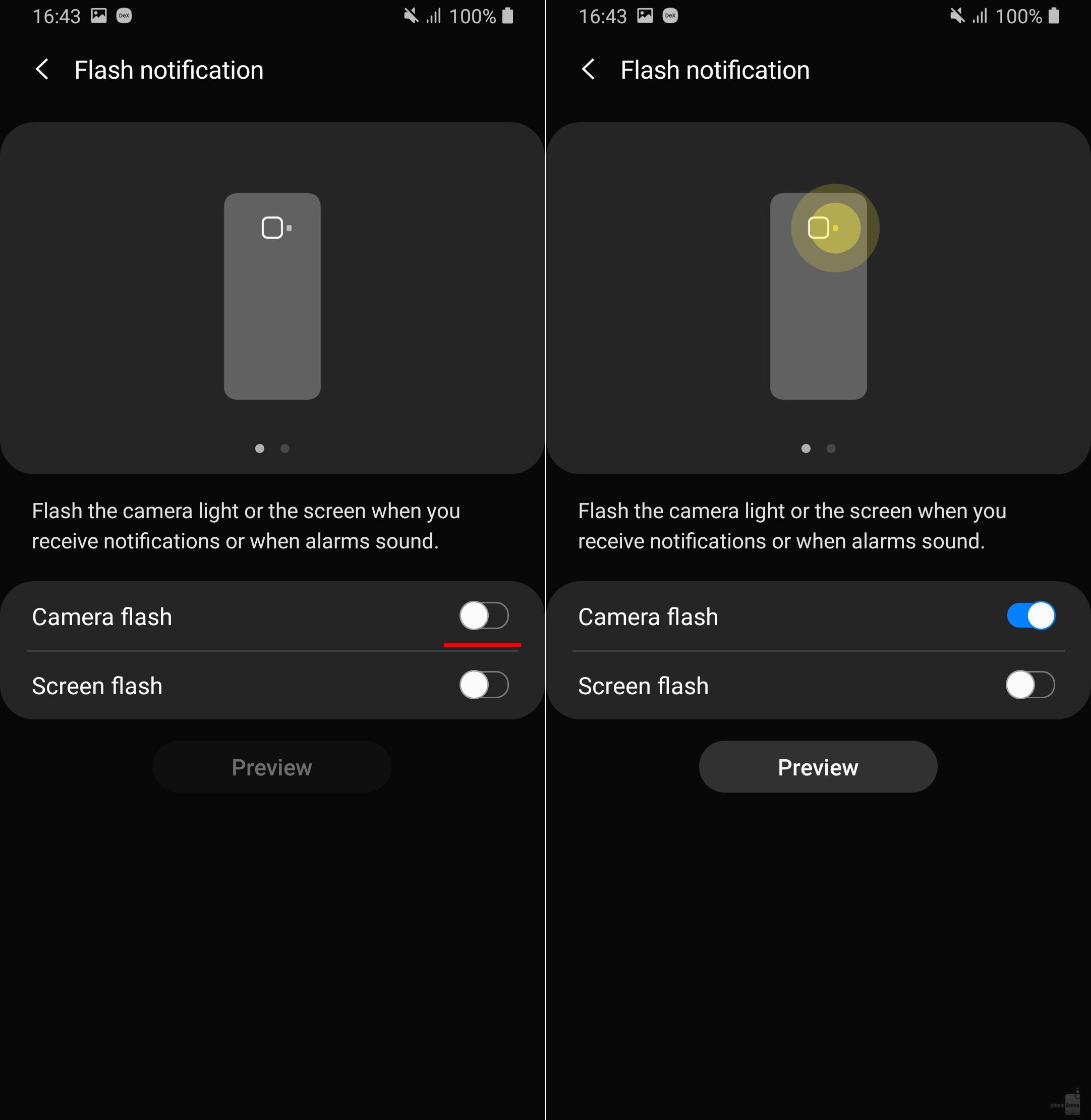 Android: how to make your phone's camera LED flash when receiving calls, messages, or notifications