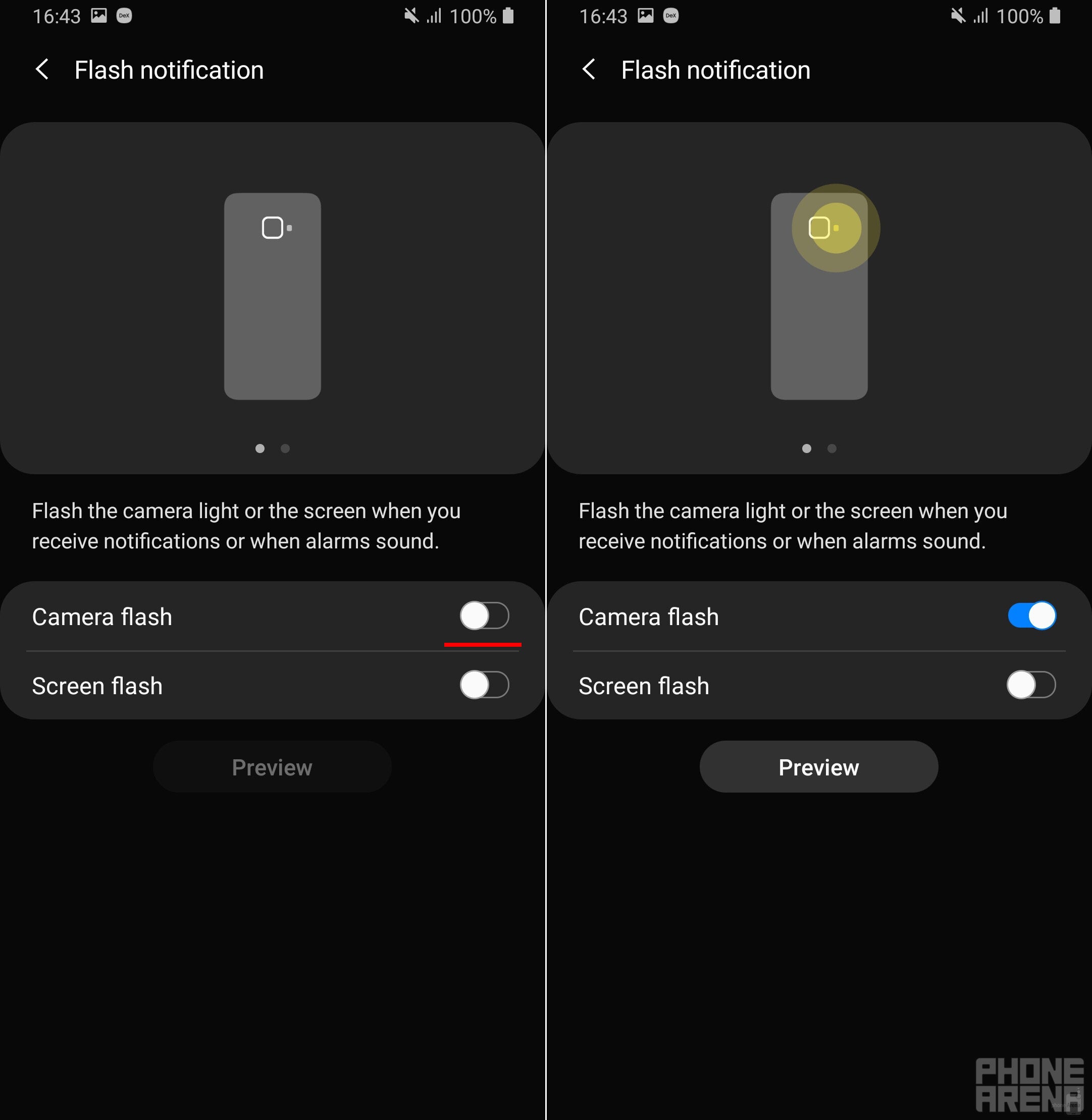 Android: how to make your phone&#039;s camera LED flash when receiving calls, messages, or notifications