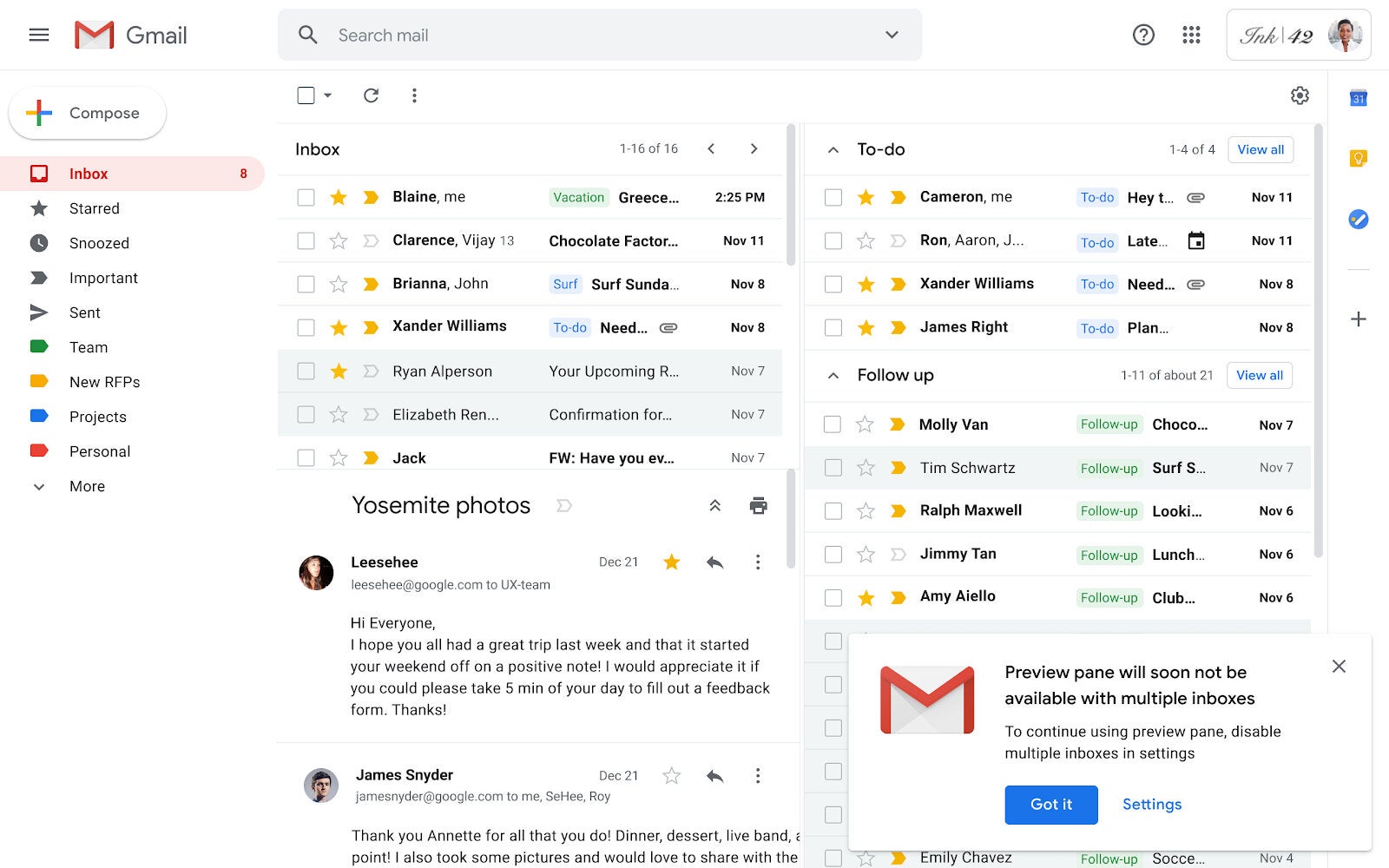 Notification banner in Gmail - Google is making important changes to Gmail starting February 20