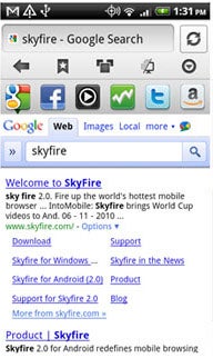A new version of Skyfire is available in the Android Market