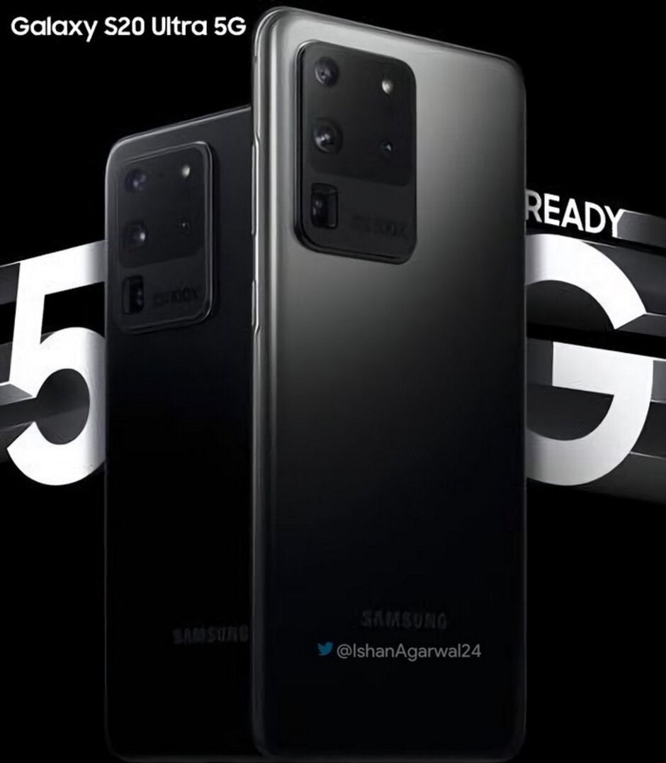 The Samsung Galaxy S20 Ultra 5G appears in Cosmic Black on a teaser - Sprint will reportedly launch the Galaxy S20 Ultra 5G model with 16GB of RAM