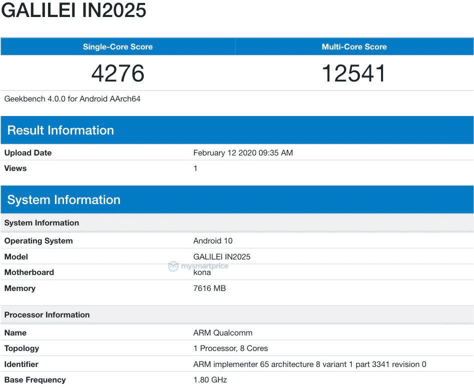 OnePlus 8 allegedly spotted on Geekbench under code name