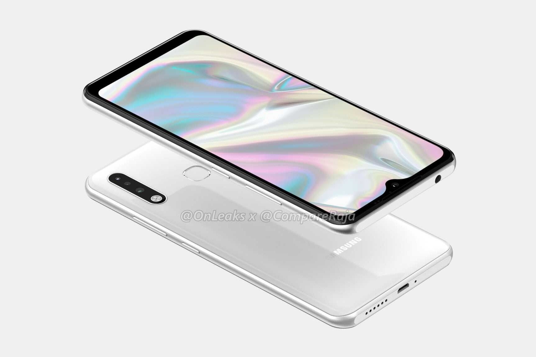 Samsung Galaxy A70e CAD-based render - Samsung&#039;s next budget smartphone has a triple-camera setup