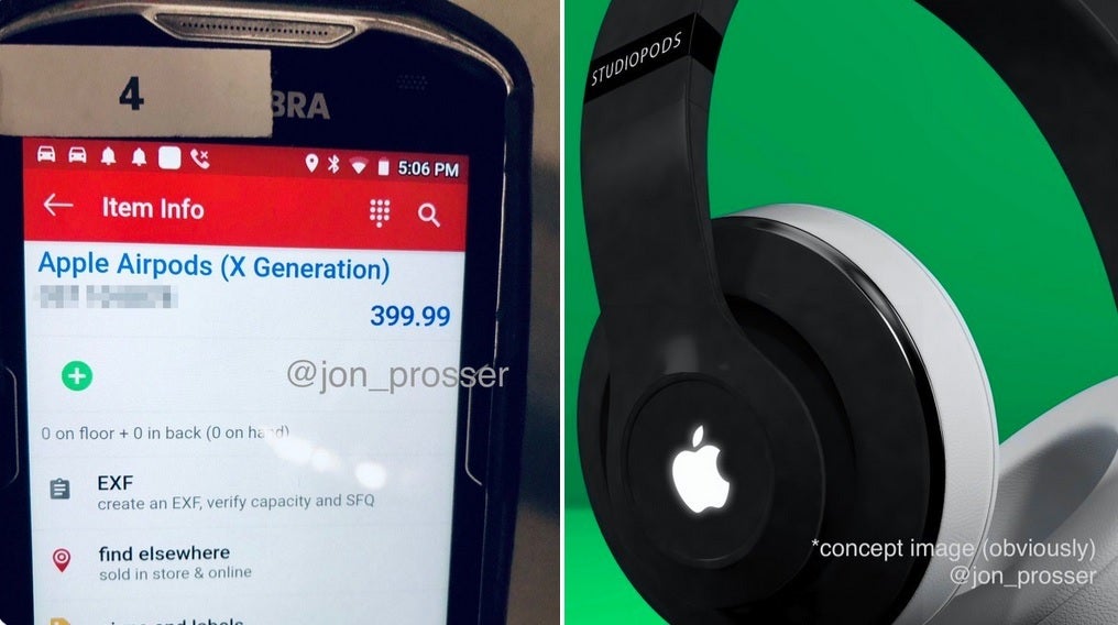 Target&#039;s system lists an AirPods X Generation for $399, which could be the rumored Studio Pods seen in the concept image on the right - Apple&#039;s March event could include new headphones, iPod touch and more
