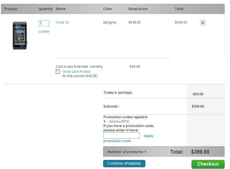Nokia N8 falls to $399 unlocked after a coupon code on Nokia USA