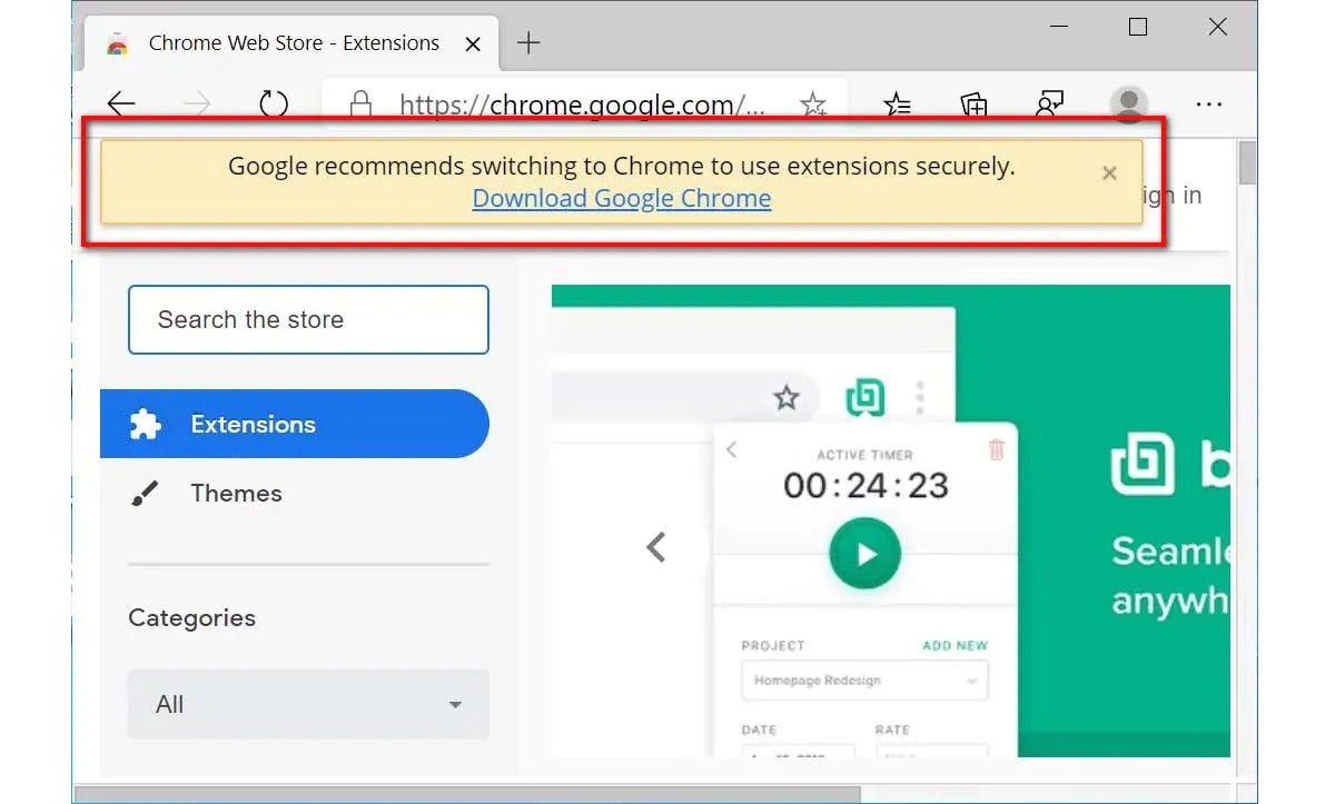 Photo courtesy of Bleeping Computers  - Microsoft Edge isn't secure, says Google