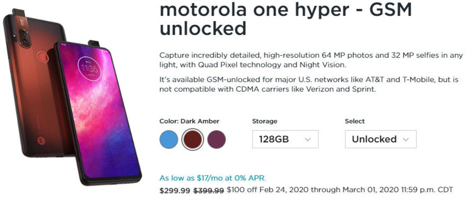Deal: Buy the enticing Motorola One Hyper for $100 off