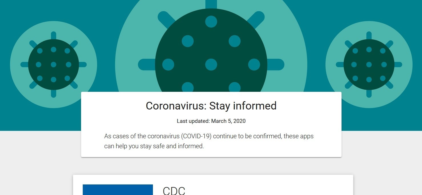 The Google Play coronavirus website includes lists to helpful apps from the CDC and the American Red Cross - Developers say that Apple has rejected their coronavirus app submissions