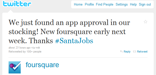 &quot;Santa Jobs&quot; has approved the upgraded foursquare app for a listing as soon as next week - Foursquare 3.0 coming to Apple iPhone next week