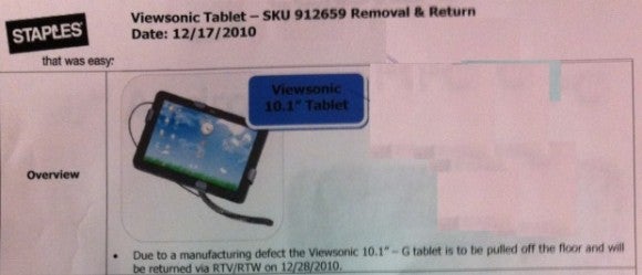 The Viewsonic gTablet with its Tegra 2 dual-core processor has been removed from Staples stores - Staples removes the Tegra 2 flavored Viewsonic gTablet from its stores