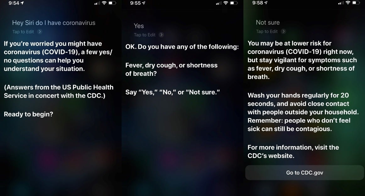 In the U.S., iOS users can be screened for coronavirus by answering questions from Siri - Updated Siri will screen you for the coronavirus