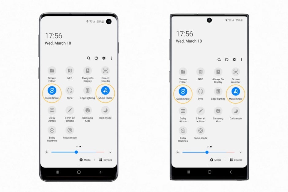 The Quick Share and Music Share features are easy to use and easy to access - Samsung brings some of the Galaxy S20 magic to the Galaxy S10 and Note 10 series with One UI 2.1