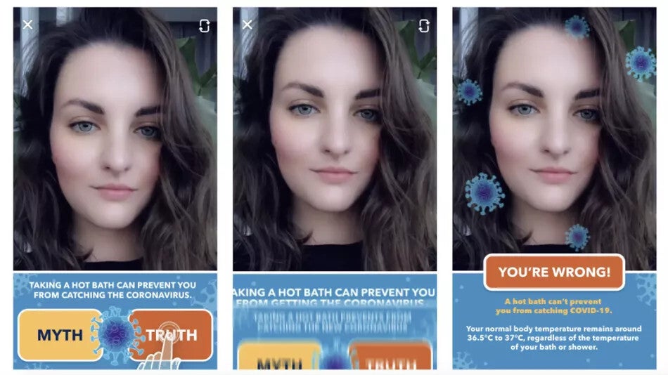 Snapchat fights misinformation with interactive Snapchat COVID-19 myth-buster game