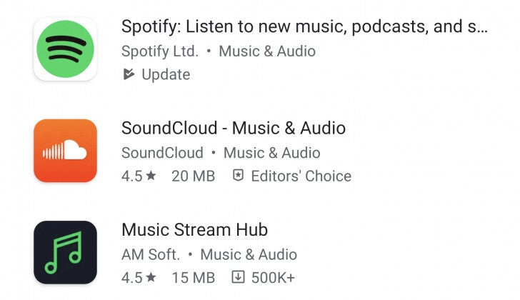 Additional information in search results - Google Play adding app size and download count in search results