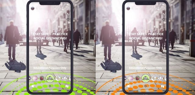Image credit - Snap - Snapchat adds an AR circle to keep people at a distance