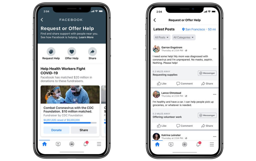 Facebook launches coronavirus Community Help page: users can request or offer help