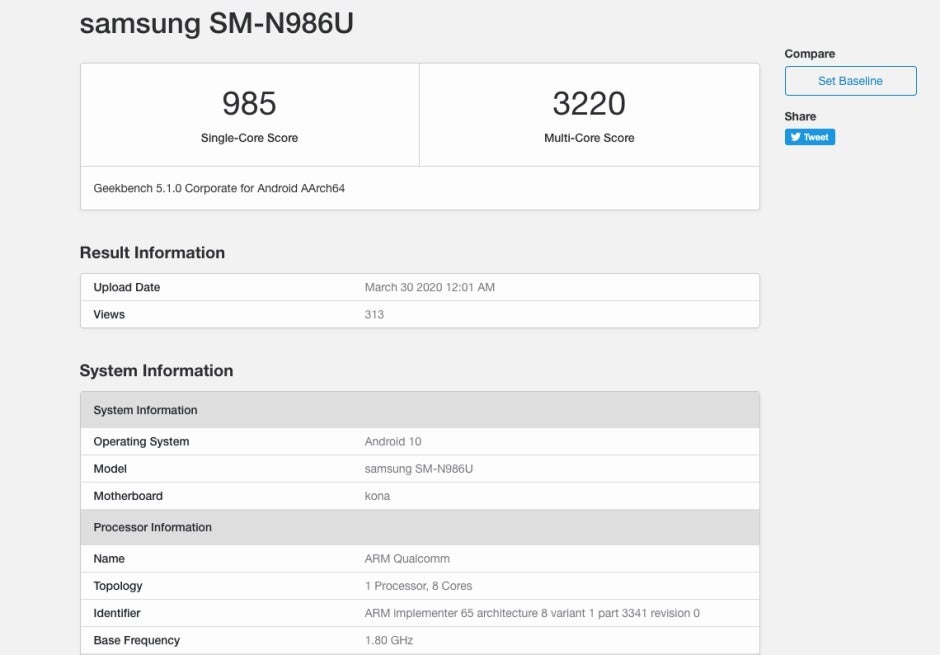Possible Samsung Galaxy Note 20+ benchmark reveals a completely unexpected compromise