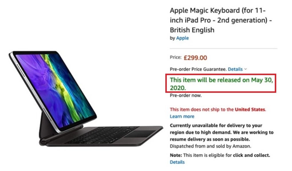 Amazon U.K. shows a release date of May 30th for the Magic Keyboard - Did Amazon goof and reveal the launch date for this eagerly awaited Apple accessory?