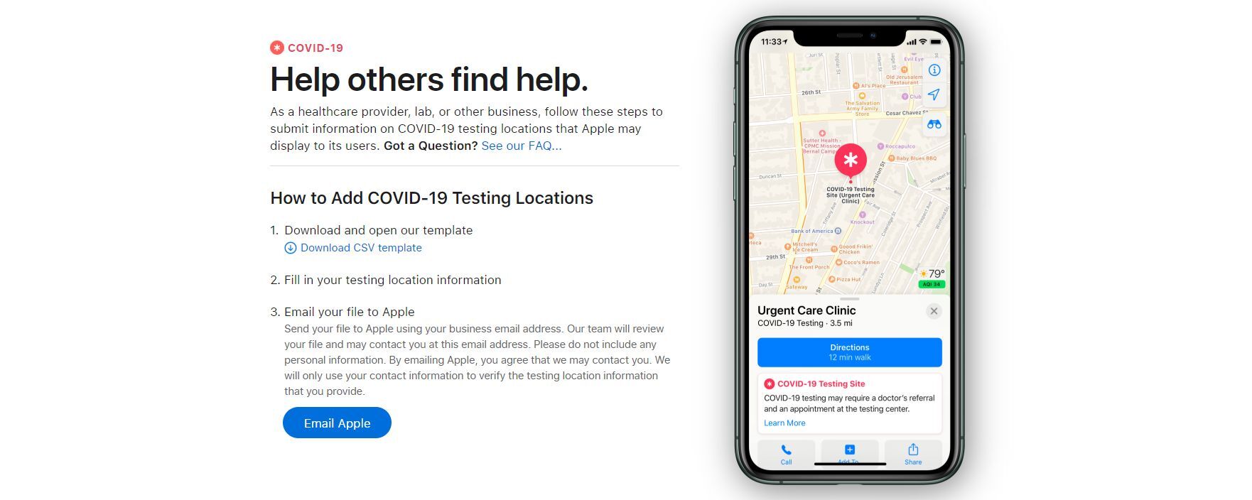 Image source - Apple - Apple starts registering COVID-19 testing locations, will display them on Apple Maps