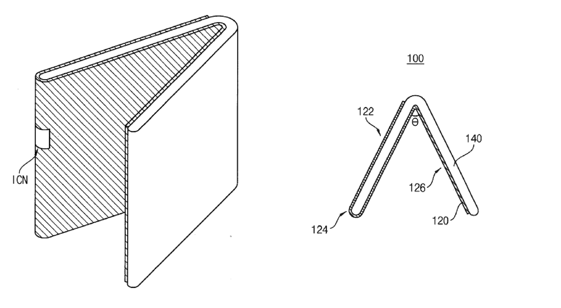 The patent shows a foldable screen that curves around the edge of the device, to the outside - New Samsung patent suggests changes to future Galaxy Z Flip models