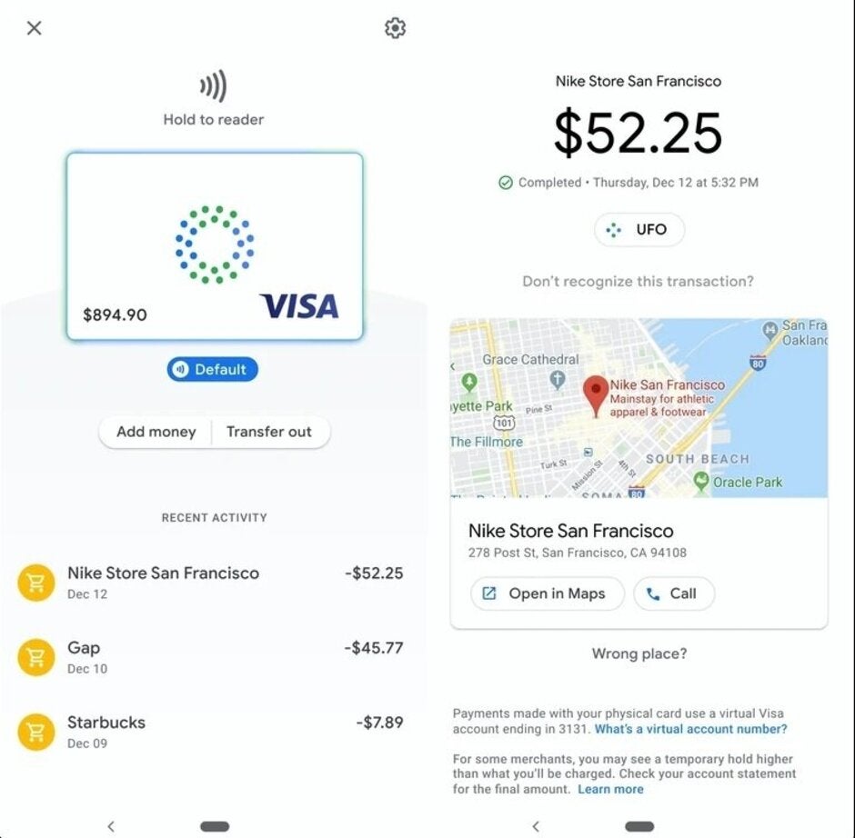 Google debit card holders can see where on a map each transaction took place - Leaked images reveal that Google is cooking up a new debit card