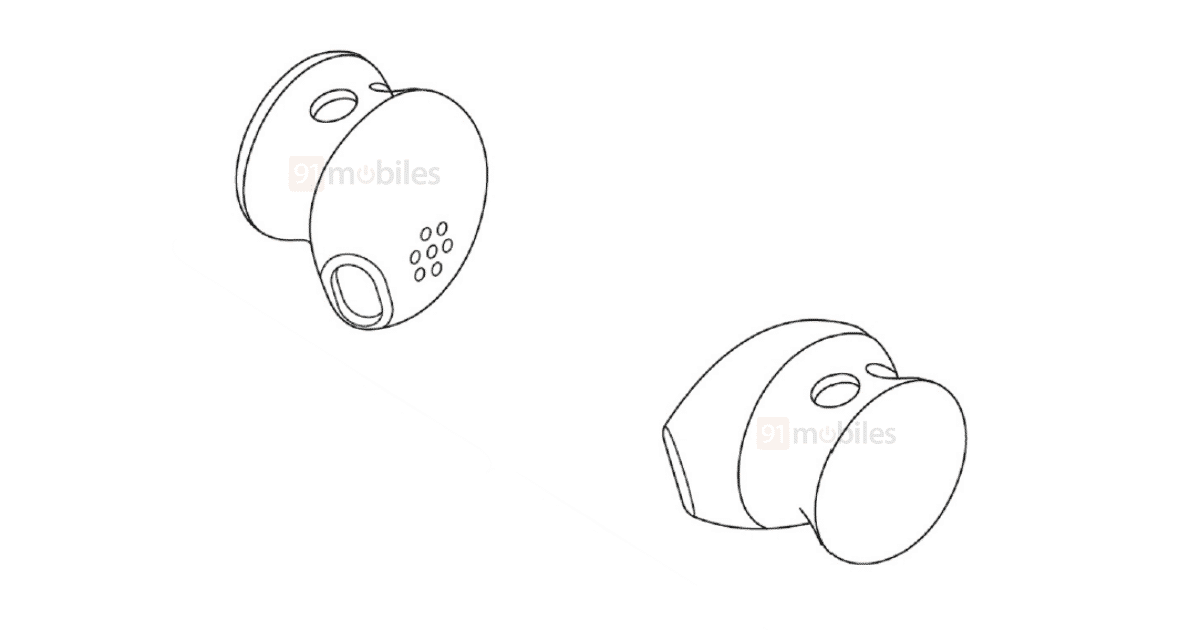 Google’s patent submission shows a possible design for the third-gen Pixel Buds