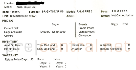Sure, Verizon's Palm Pre 2 is in Best Buy's inventory system, but zero units are in stock and zero units are in transit - Palm Pre 2 for Verizon spotted on Best Buy's inventory system