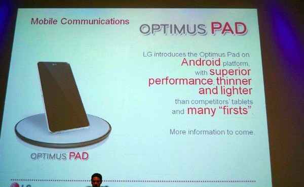 LG will be having an Android Honeycomb tablet at CES 2011
