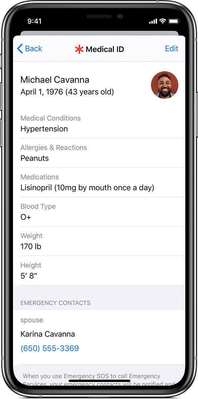 Medical ID interface - Apple will let you share vital health information with first responders automatically during a call