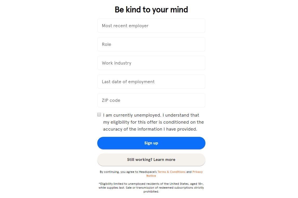 Headspace offers free meditation to unemployed Americans