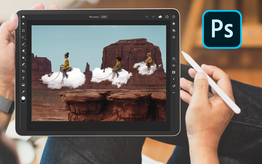 Although often shown with the iPad Pro, Photoshop runs just fine on this budget iPad too. - How is the budget 2019 iPad holding up in 2020, still worth it?