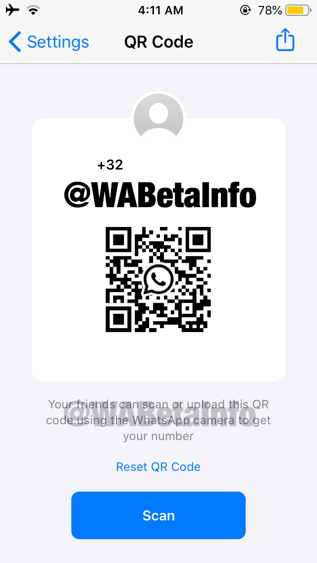 Generating QR code on WhatsApp iOS beta - New beta update for WhatsApp for iOS adds QR code support