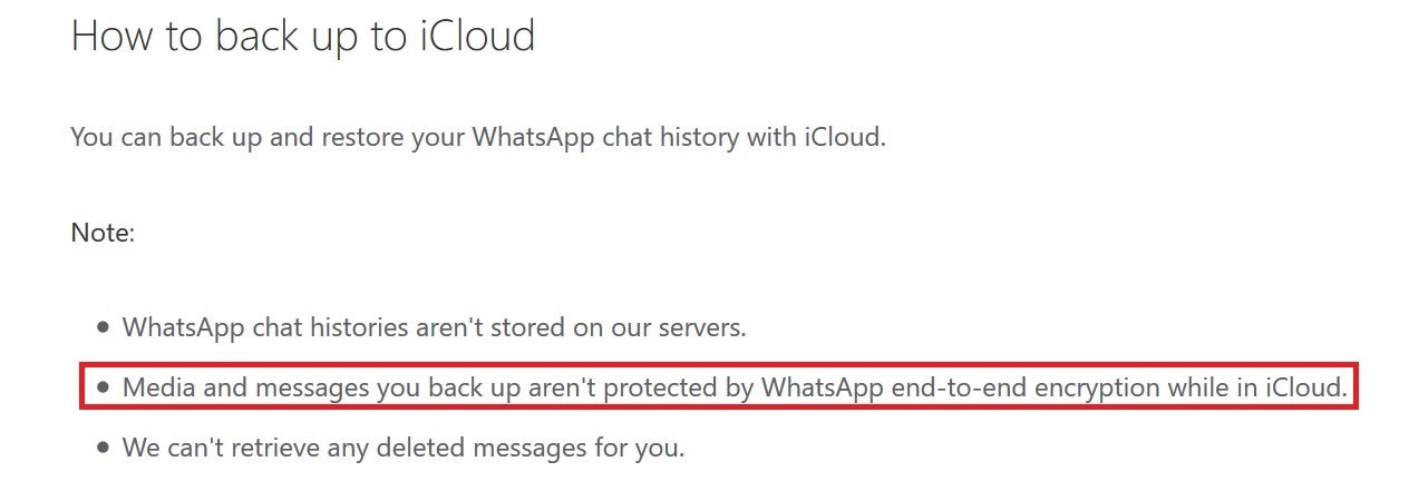 WhatsApp messages backed up on iCloud and Drive are not covered by the app's encryption - WhatsApp update will close vulnerability that leaves messages unencrypted on iOS and Android