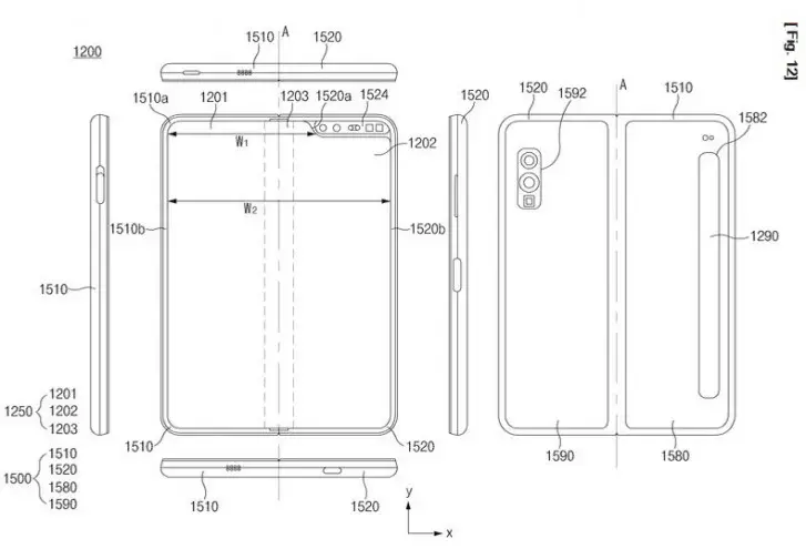 Illustration from the patent - A future Samsung Galaxy Fold might be waterproof, according to a patent