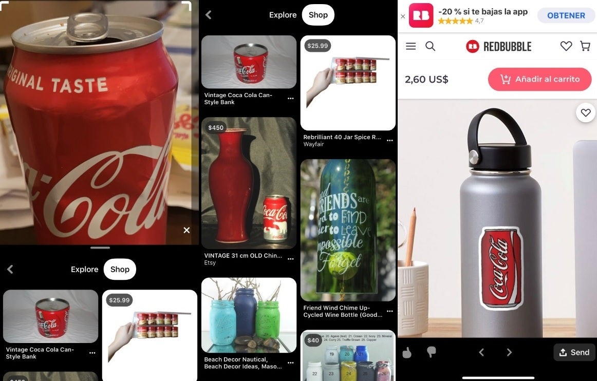 Update to Pinterest adds a Google Lens type system for shopping. Take a picture and Pinterest will find you similar items you can buy - Update to Pinterest makes shopping on the app a "snap"
