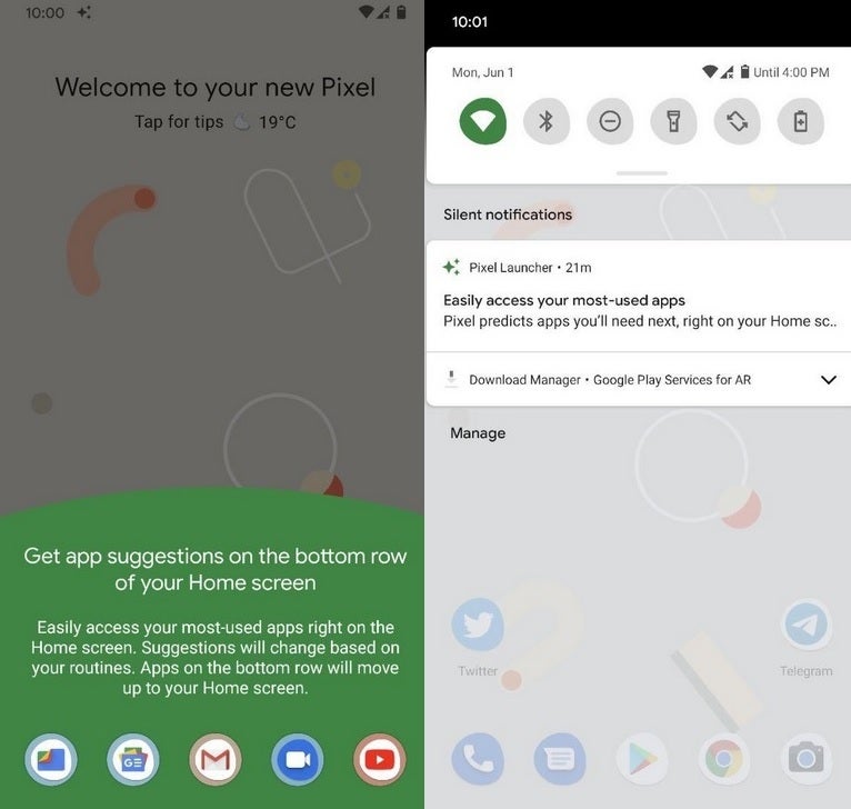 Get Android app suggestions on the bottom of the Home screen - Google's giant mistake allows some Pixel 4 XL users to install the first Android 11 beta