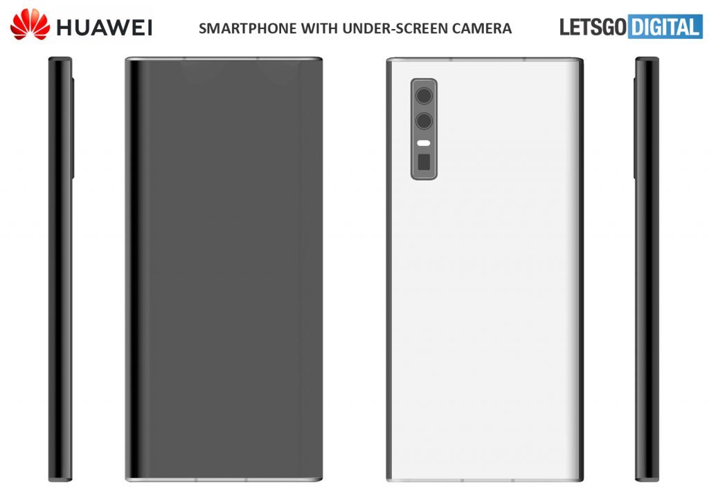 The smartphone seen in patent #1 - Huawei patents show futuristic under-screen camera smartphones