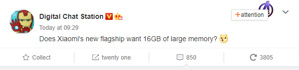 a well known tipster claims a 16GB RAM Xiaomi phone is on the way - Xiaomi's next flagship tipped to come with 16GB of RAM