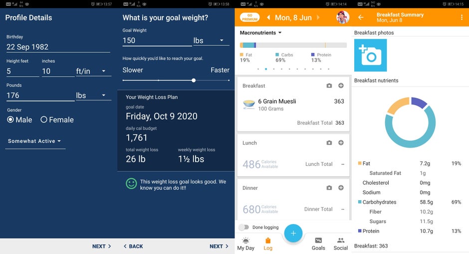 calorie tracker app configure foods