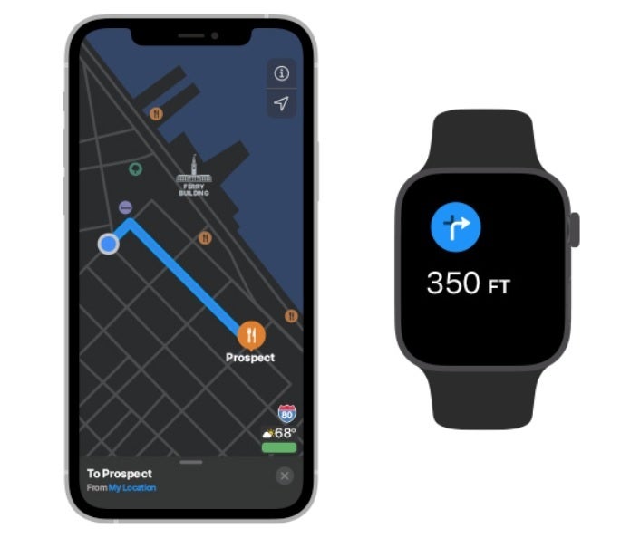 The Apple Watch working together with an iPhone will tap you when it is time to make a turn - Apple says that adding this device to the iPhone results in powerful capabilities