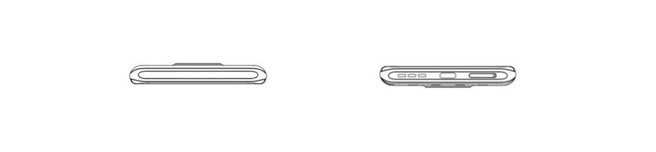 Top and bottom view of the phone. - TCL patents a stylish phone with in-display camera