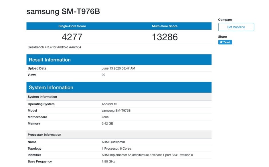Samsung Galaxy Tab S7+ 5G benchmark - First benchmark reveals good but not great Samsung Galaxy Tab S7+ 5G (and Tab S7) specs