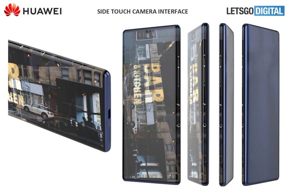 Notice how the camera controls are positioned inside of the display's curved edge. - The Huawei Mate 40 may feature intuitive camera touch controls
