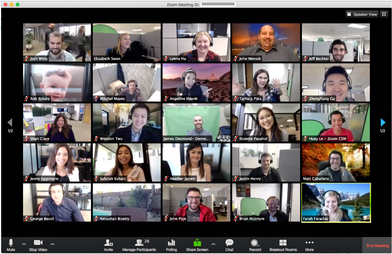 Example of a Zoom video conference - Zoom changes its mind giving a big win to its non-paying subscribers
