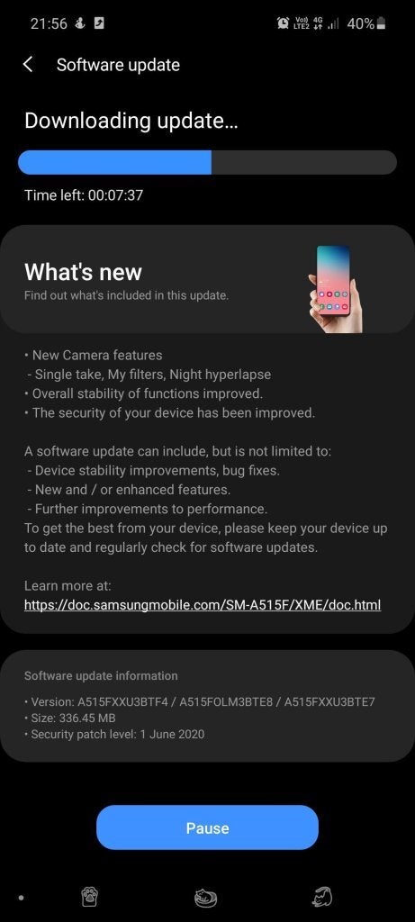 android update samsung a51